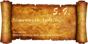 Simonovits Iván névjegykártya